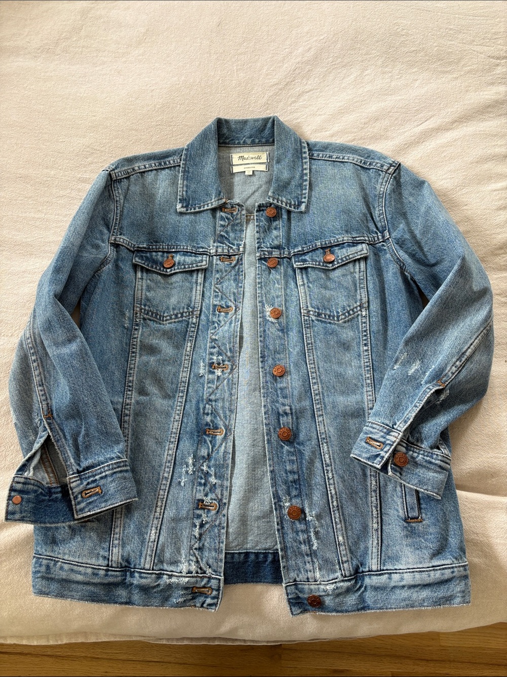 Madewell Distressed Medium Blue Denim Jacket
